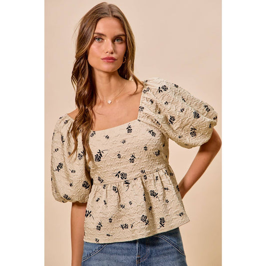 Rose Square Neck Top