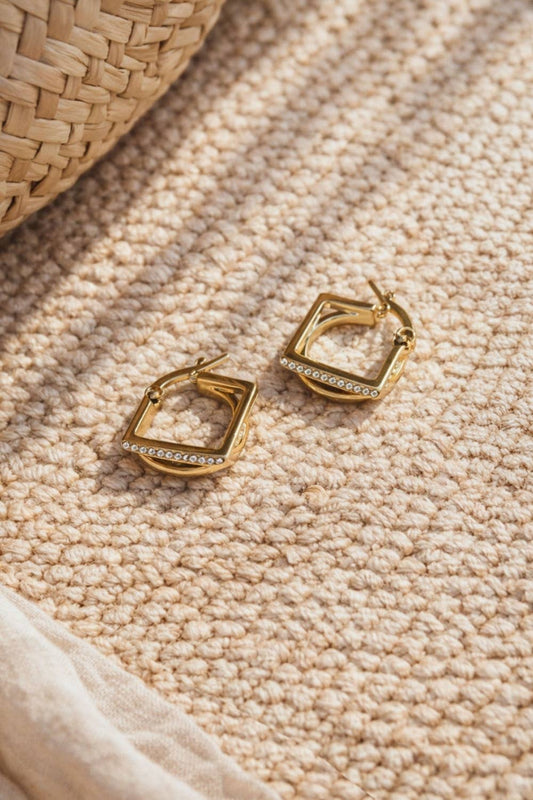 Luxe Gold Circle & Square Earrings