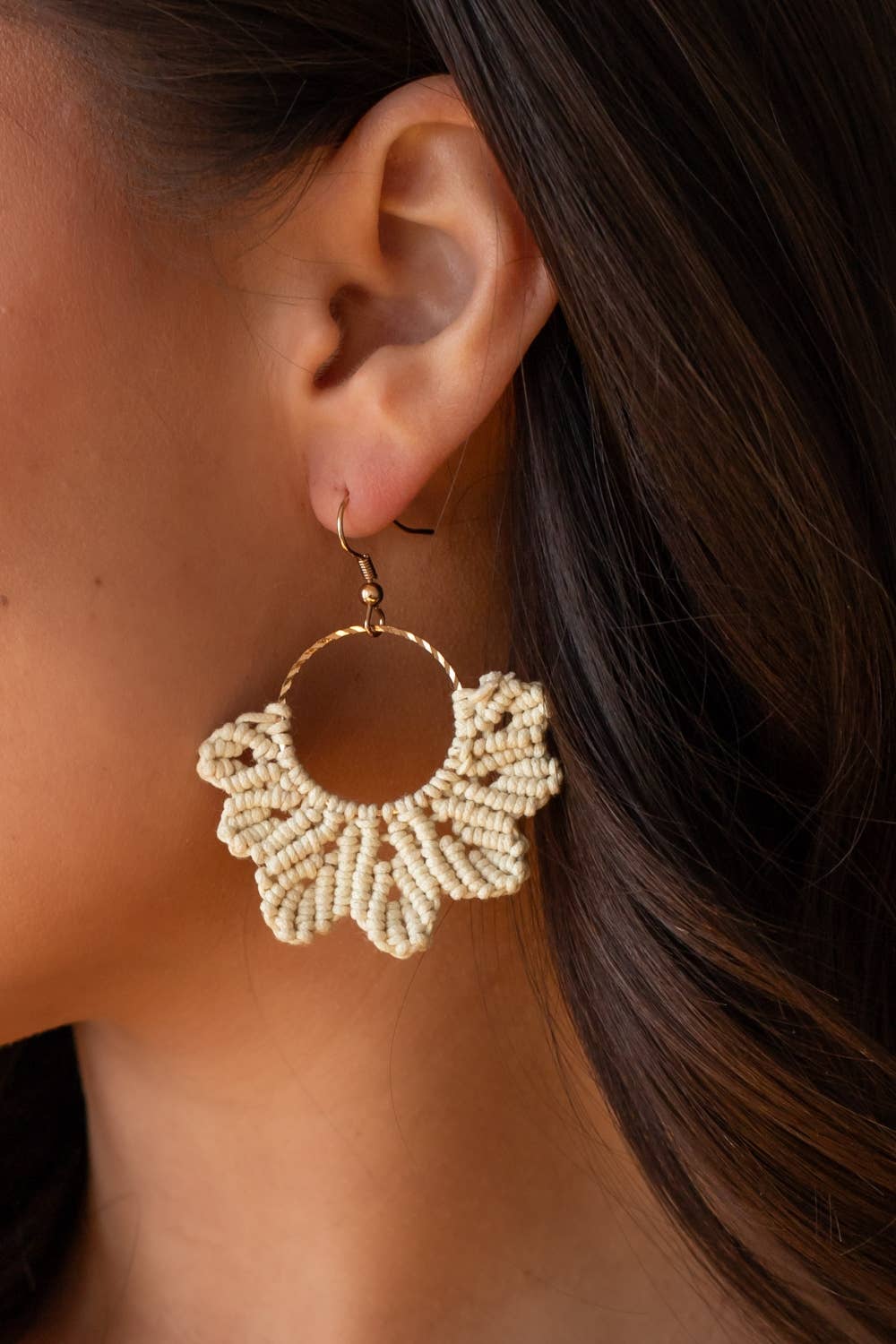 Candice Cream Flower Crochet Earrings