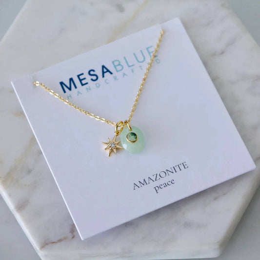Amazonite, Labradorite, Moss Agate Star Necklace