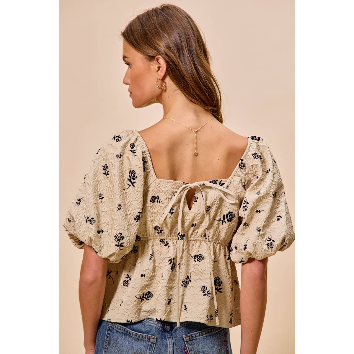 Rose Square Neck Top