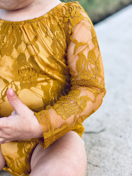 Lace Leotard | Mustard