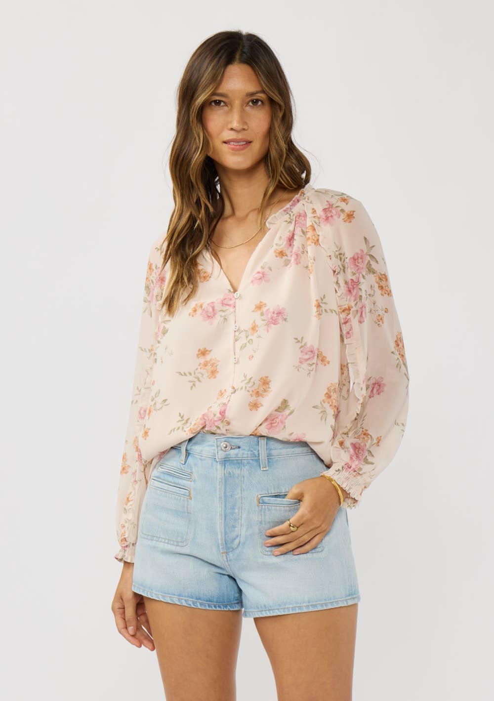 Love stitch Button Blouse