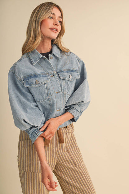 STRUCTURED SLEEVE DENIM JACKET