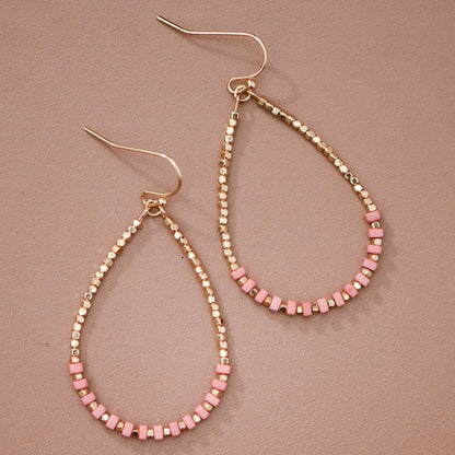 Gold Plated Brass and Natural Stone Drop Earrings