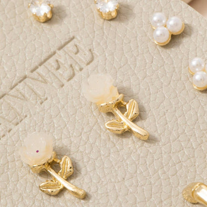 Heart Pearls And Gems Mixed Earrings Set