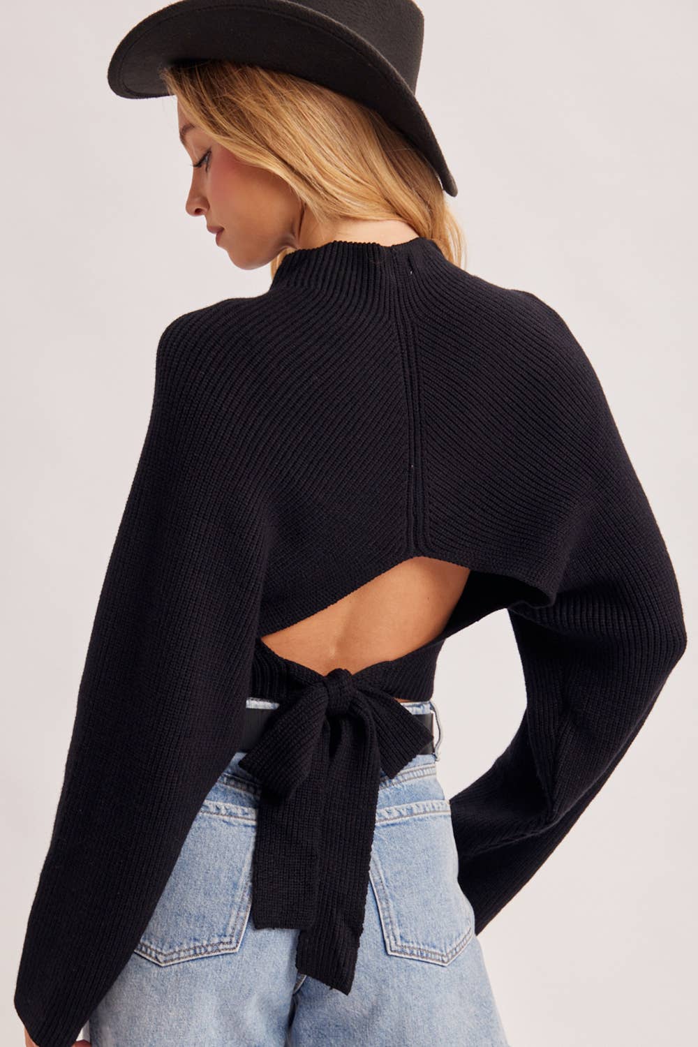 Ivy Open Back Sweater ( Black or Mocha)
