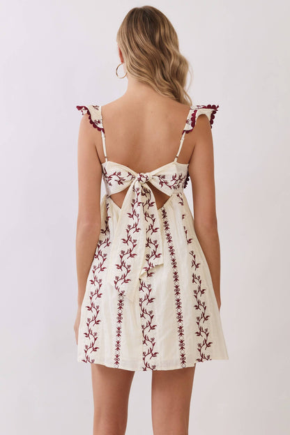Emily Embroidered Flutter Sleeve Dress