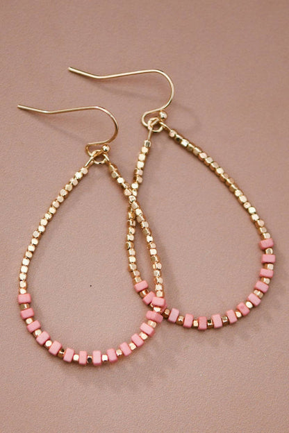 Gold Plated Brass and Natural Stone Drop Earrings