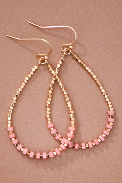 Gold Plated Brass and Natural Stone Drop Earrings