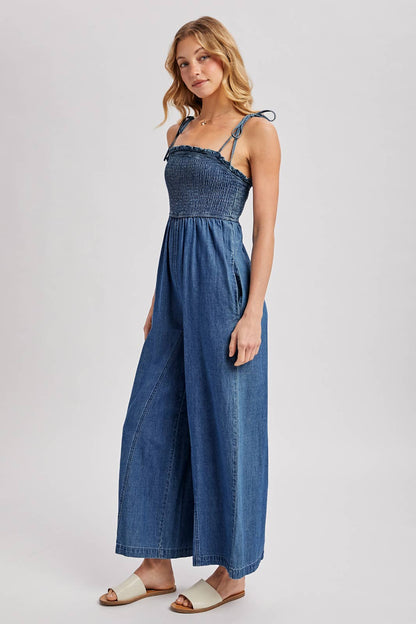 Sarah Smocked Wide-leg Jumpsuit