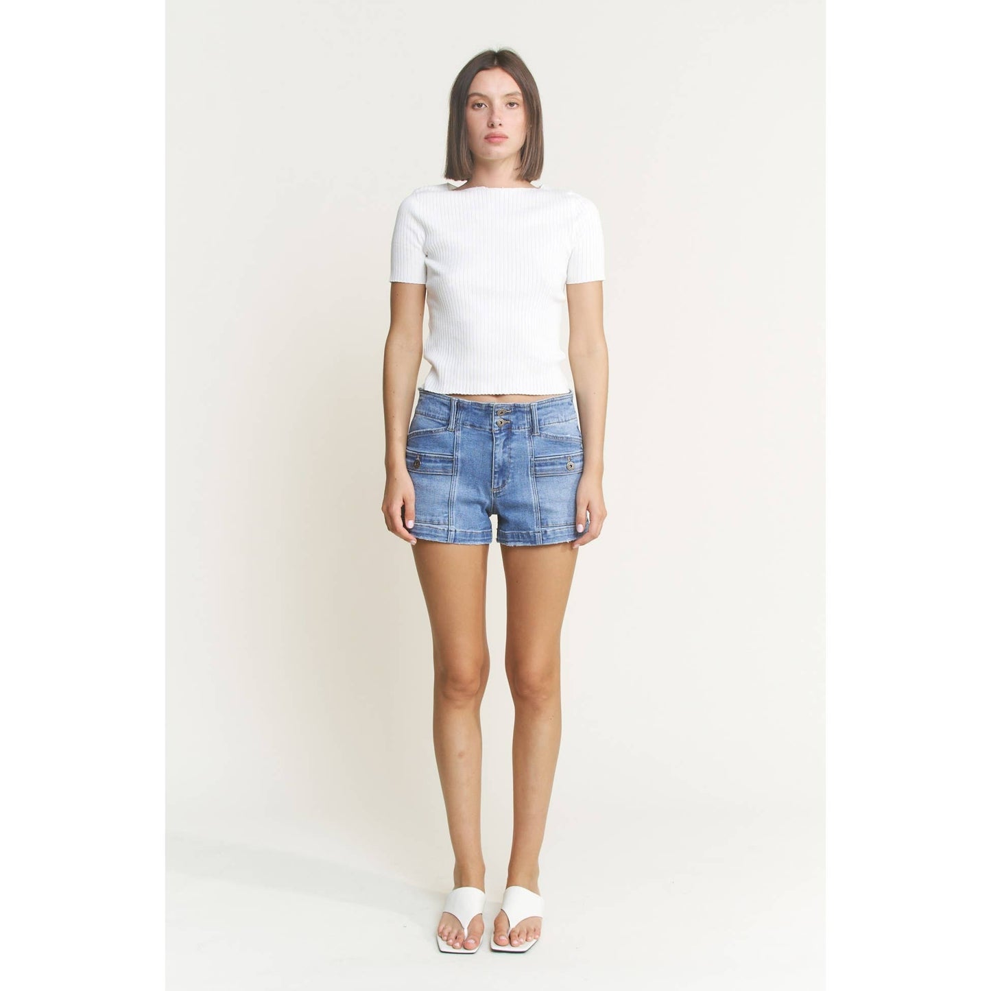 Henley Denim Shorts