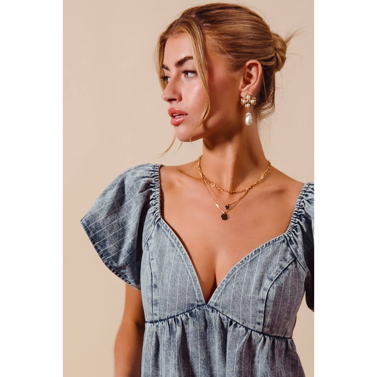DENIM BABYDOLL TOP