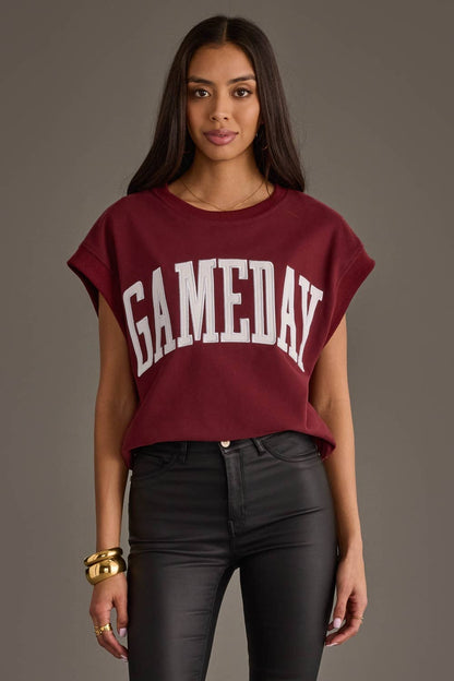 Maroon & White Gameday Shortsleeve Sweatshirt