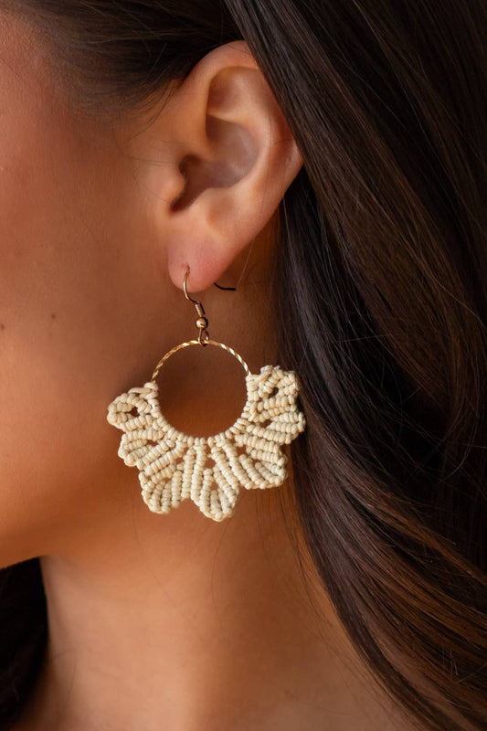 Candice Cream Flower Crochet Earrings