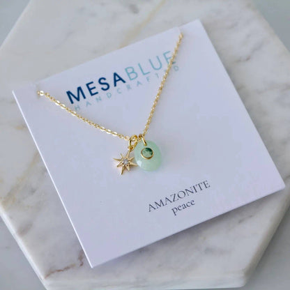 Amazonite, Labradorite, Moss Agate Star Necklace