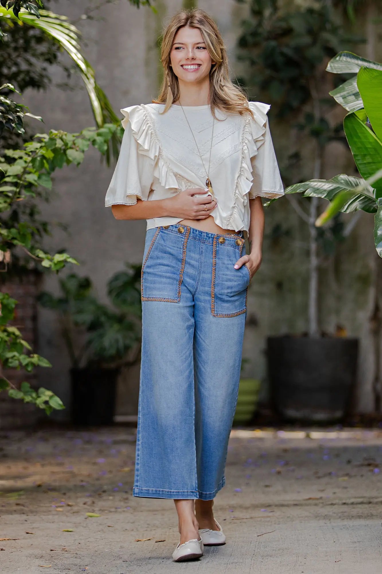 Kara Whipstitch Pocket Denim