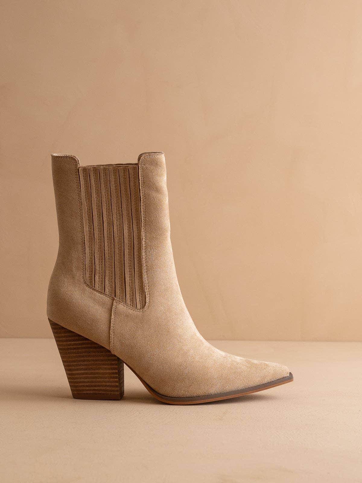 The Lydia | Almond Suede Bootie