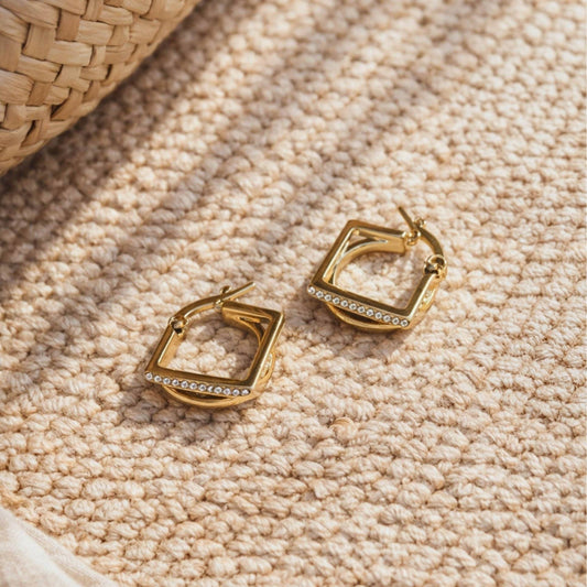 Luxe Gold Circle & Square Earrings