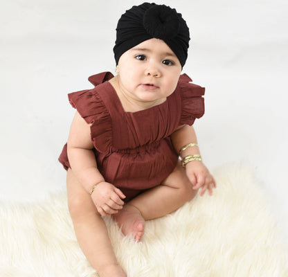 Maroon Ruffled Racerback Romper