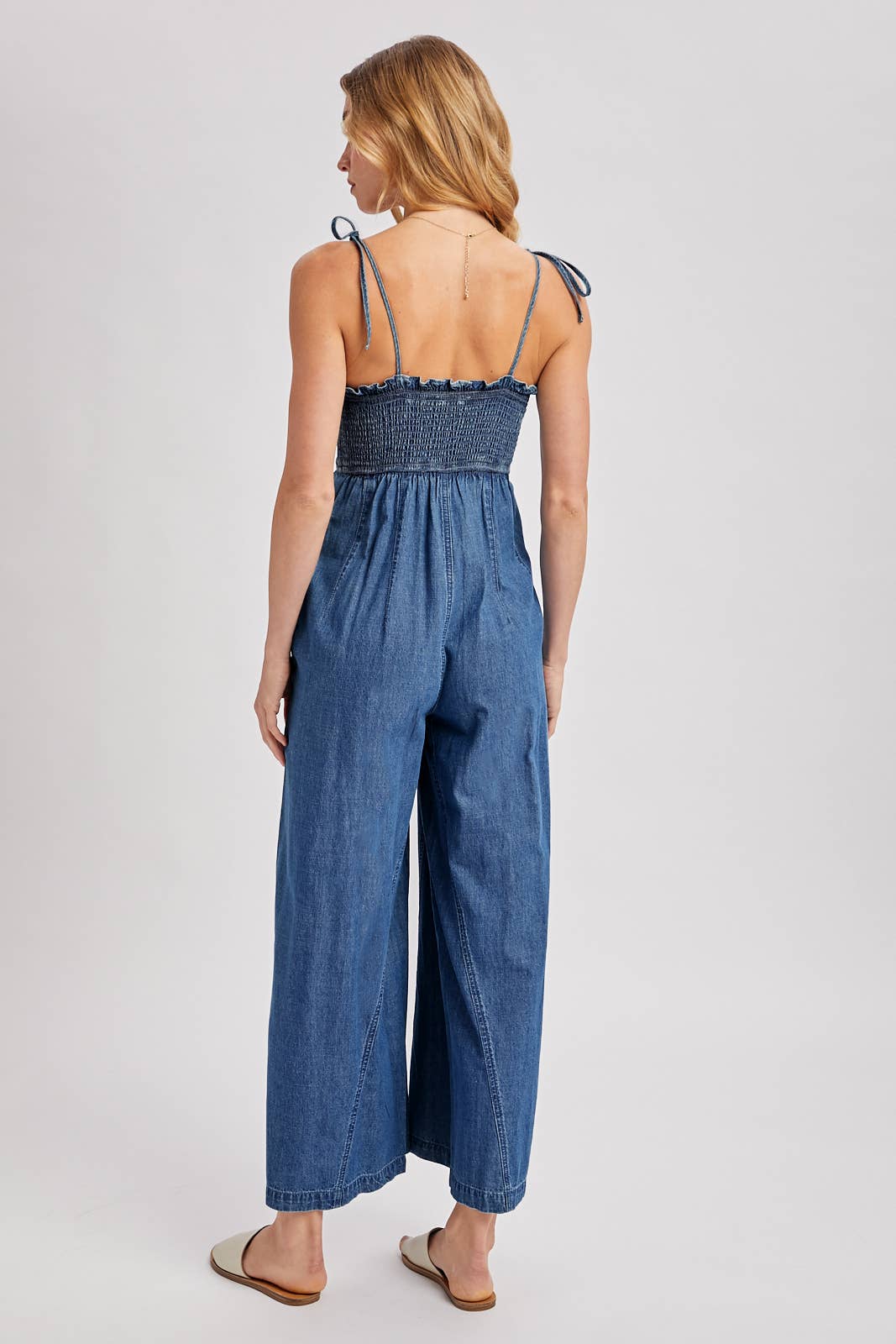 Sarah Smocked Wide-leg Jumpsuit
