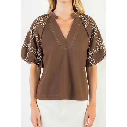 Emory Embroidered Sleeve ( Navy or Brown )