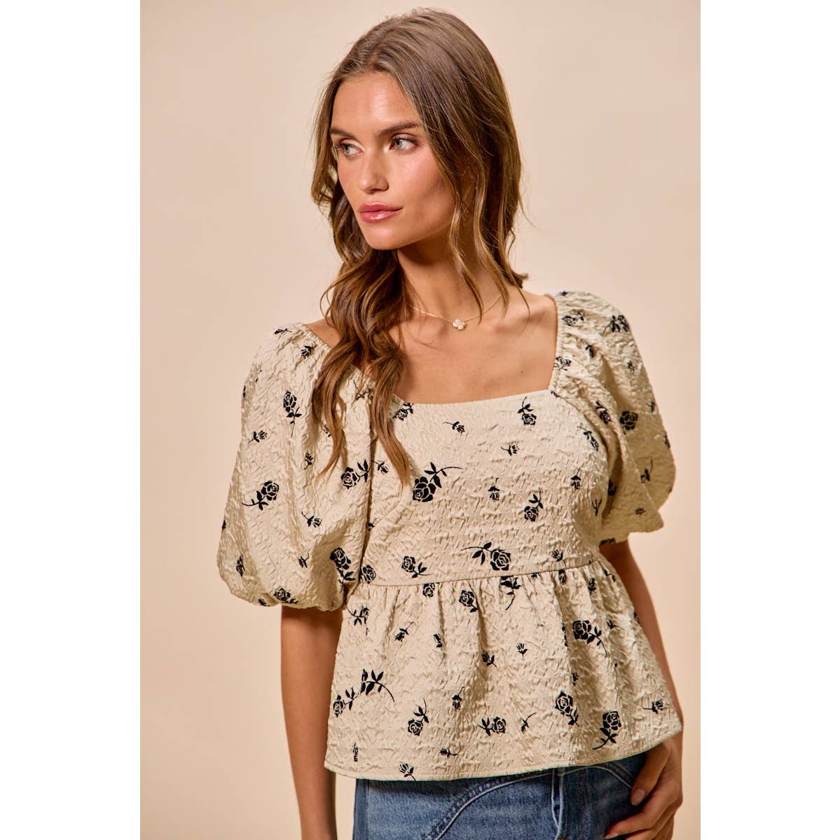 Rose Square Neck Top