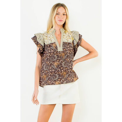 Cinnamon Ruffled Top