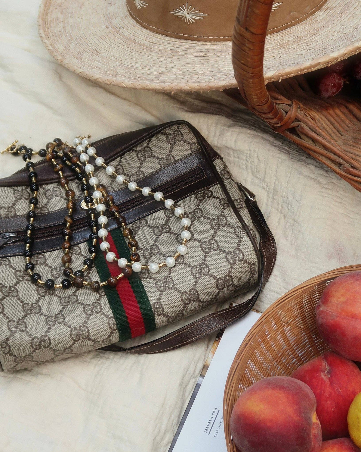 Livi Beaded Necklace : Brown or Pearl