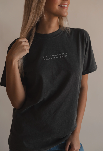Can't Throw Stones Tee- Charcoal | Christian Faith Tee