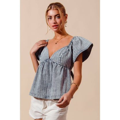 DENIM BABYDOLL TOP
