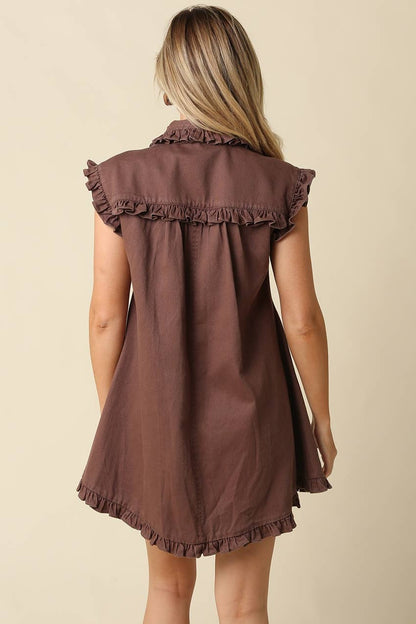 Lina Ruffle Trim Shirt Dress