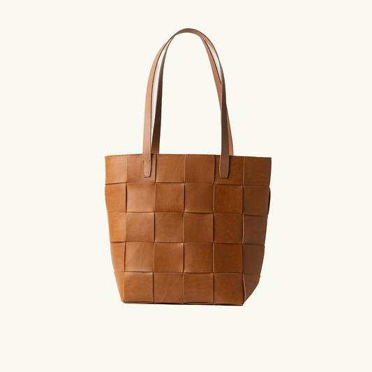 Woven Full-Grain Leather Tote Bag