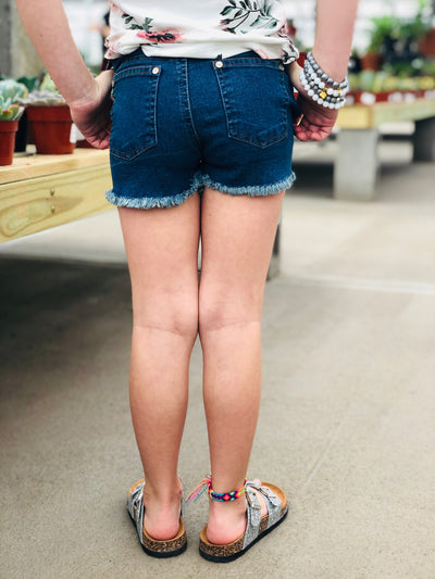 Ava Dark Denim Shorts, Little Roots, [product vendor], Southern Roots Omaha - Southern Roots Omaha - Boutique Clothing - Online Shopping 
