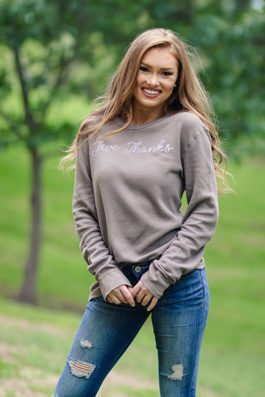 Give Thanks Thermal, Graphic Tops, [product vendor], Southern Roots Omaha - Southern Roots Omaha - Boutique Clothing - Online Shopping 