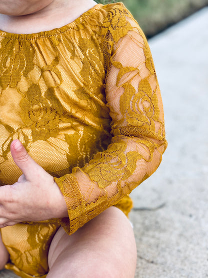 Lace Leotard | Mustard