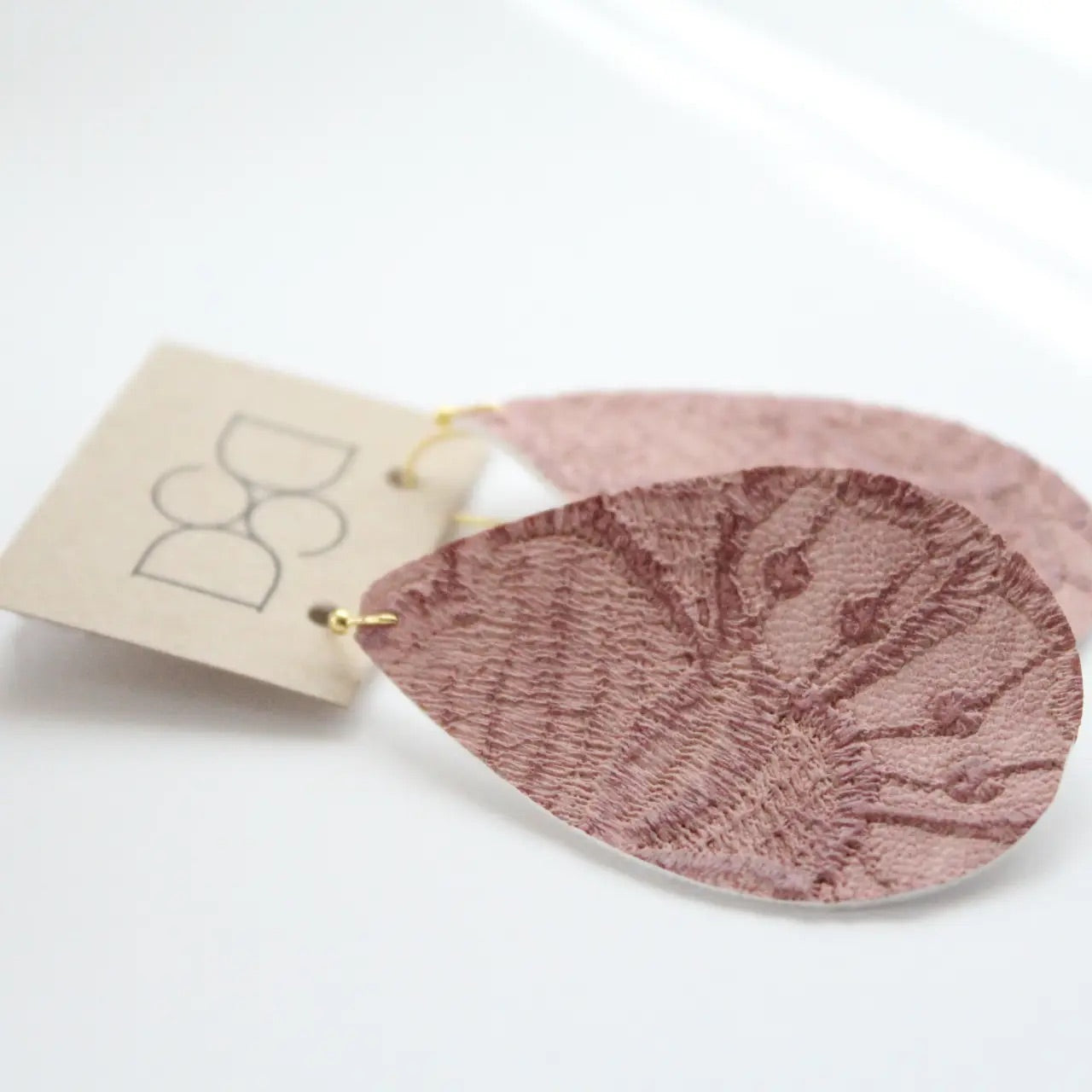 Rose Leather Teardrop Earrings
