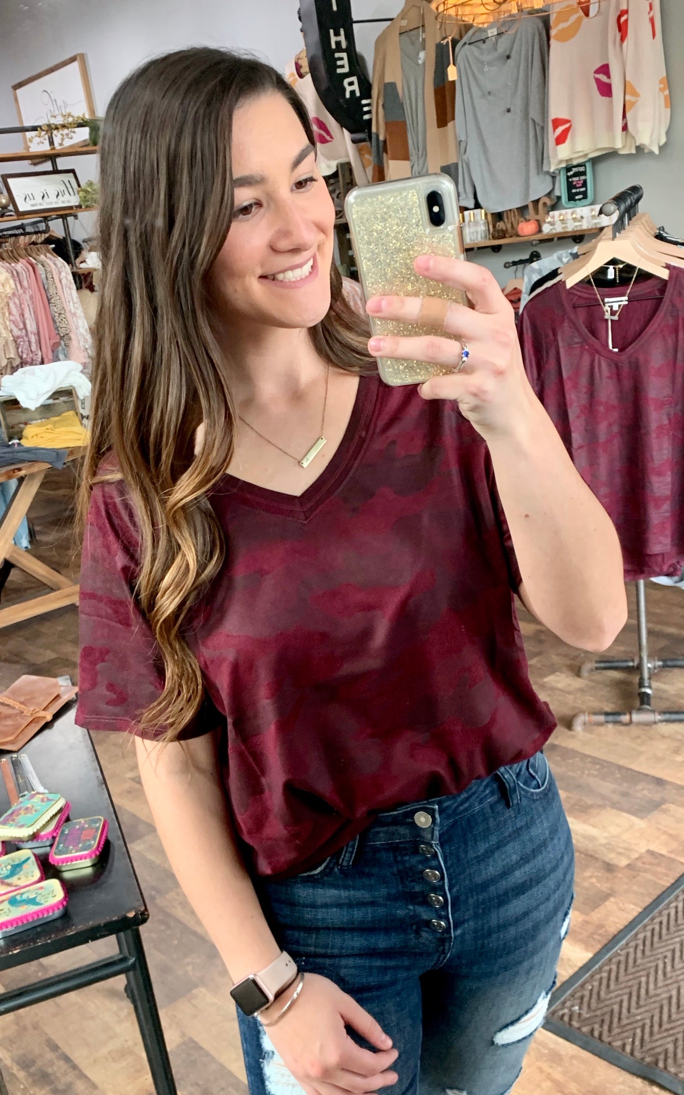 Taylor Suede V-Neck (Mahogany)